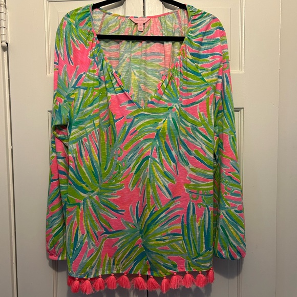 Lilly Pulitzer Tops - Lilly Pulitzer Women's Leaf Print Long Sleeve Top - Pink and Green